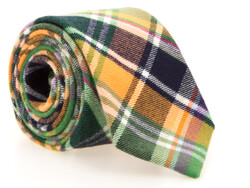 Ascot Checkered Soft Cotton Tie Green-Multi