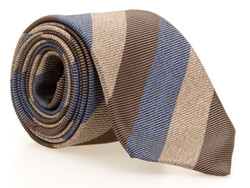 Ascot Diagonal Melange Silk Tie Brown-Blue
