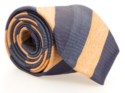 Ascot Diagonal Melange Silk Tie Yellow-Blue