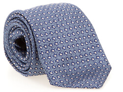 Ascot Faux Squares Silk Tie Steel Blue