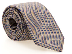 Ascot Fine Pattern Silk Tie Beige-Blue
