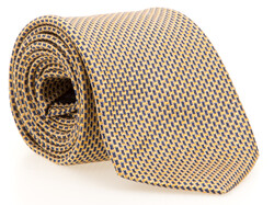 Ascot Fine Pattern Silk Tie Yellow-Blue