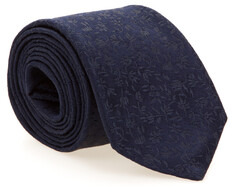 Ascot Petal Pattern Silk Tie Navy