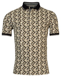 Baileys 2-Tone Piqué Retro Rounded Squares Pattern Polo Olive