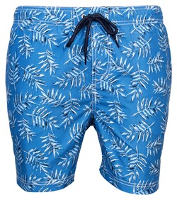 Baileys Allover Hand Painted Leaves Pattern Swim Short Mid Blue