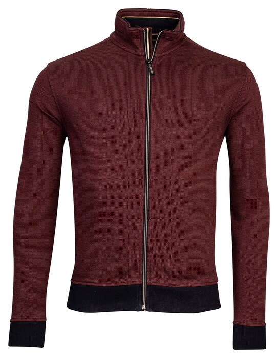 Baileys Allover Jacquard Two-Tone Sweat Cardigan Zip Stone Red