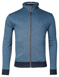 Baileys Allover Jacquard Two-Tone Sweat Cardigan Zip Vest Raf Blue