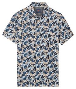 Baileys Allover Leaves Pattern Chest Pocket Polo Delft Blue