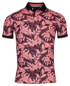 Baileys Allover Leaves Pattern Cotton Stretch Polo Dark Cerise