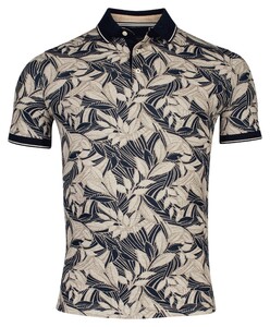 Baileys Allover Leaves Pattern Cotton Stretch Poloshirt Olive