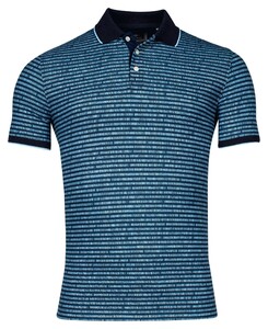 Baileys Allover Stripe Colored Background Poloshirt Mid Blue