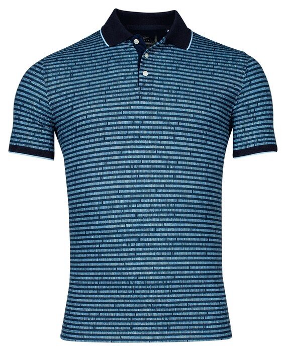 Baileys Allover Stripe Colored Background Poloshirt Mid Blue