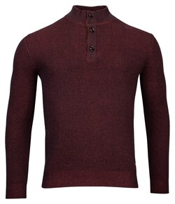 Baileys Button Placket Plated Structure Knit Pullover Stone Red