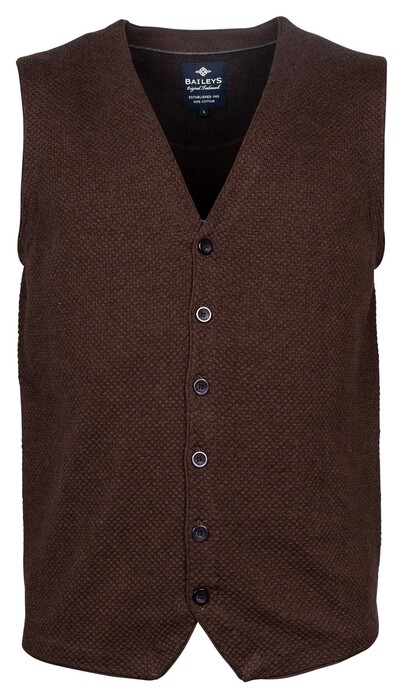 Baileys Buttons Structure Jersey Knit Waistcoat Dark Brown Melange