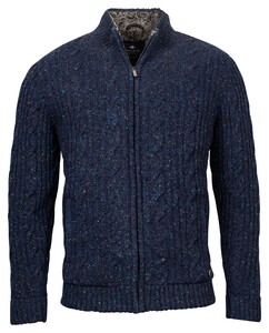 Baileys Cardigan Zip All Over Cable and Ribs Knit Vest Donker Blauw