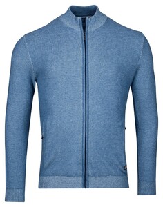 Baileys Cardigan Zip Allover Plated Two-Tone Jacquard Vest Delft Blue