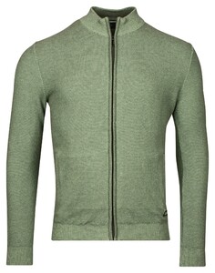 Baileys Cardigan Zip Allover Plated Two-Tone Jacquard Vest Olive Green Melange