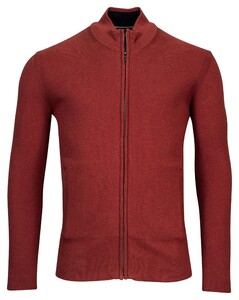 Baileys Cardigan Zip Allover Structure Knit Stone Red