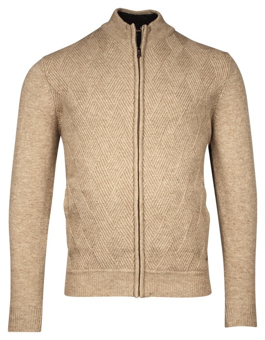 Baileys Cardigan Zip Front Diagonal Structure Knit Beige