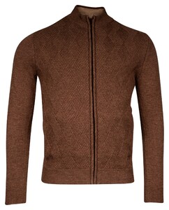 Baileys Cardigan Zip Front Diagonal Structure Knit Tobacco