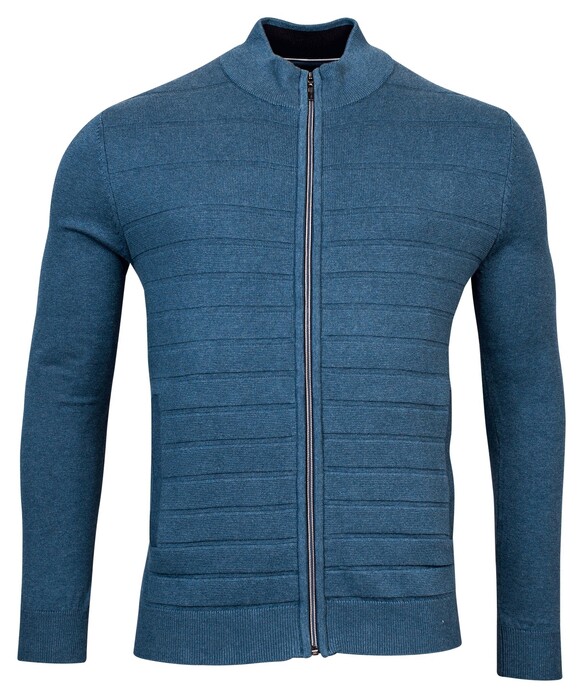 Baileys Cardigan Zip Front Structure Knit Raf Blue