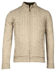 Baileys Cardigan Zip Lined Front Cable Knit Beige