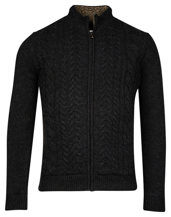 Baileys Cardigan Zip Lined Front Cable Knit Navy