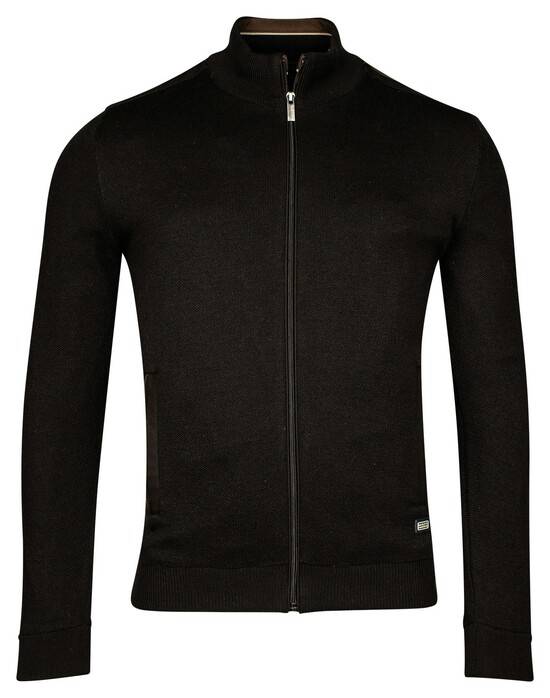 Baileys Cardigan Zip Lined Single Knit Subtle Structure Black