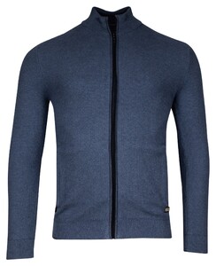 Baileys Cardigan Zip Structure Knit Deep Denim Blue