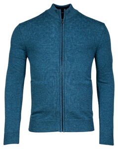 Baileys Cardigan Zip Top Fancy Cable Structure Knit Raf Blue