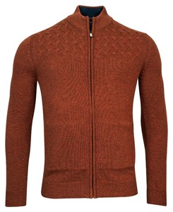Baileys Cardigan Zip Top Fancy Cable Structure Knit Stone Red