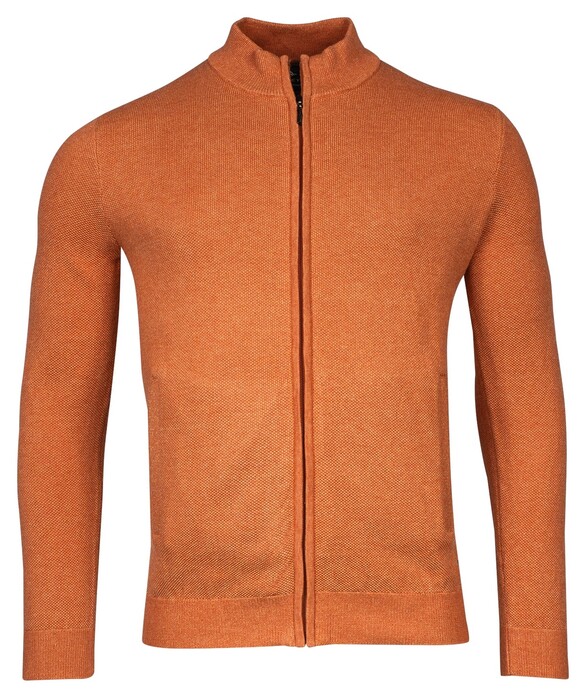 Baileys Cardigan Zip Two-Tone Structure Jacquard Burnt Ochre