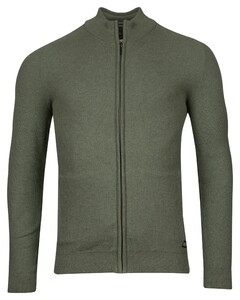 Baileys Combed Cotton Cardigan Zip Allover Structure Knit Vest Olive Green Melange