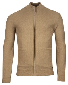 Baileys Combed Cotton Cardigan Zip Allover Structure Knit Vest Taupe