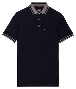 Baileys Contrast Collar Zipped Chest Pocket Cotton Subtle Stretch Polo Dark Blue