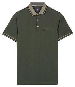 Baileys Contrast Collar Zipped Chest Pocket Cotton Subtle Stretch Polo Thyme Green