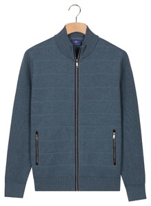 Baileys Cotton Cashmere Fullzip Subtle Horizontal Stripe Cardigan Mid Denim Blue