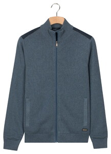 Baileys Cotton Cashmere Lined Cardigan Zip Structure Knit Mid Denim Blue