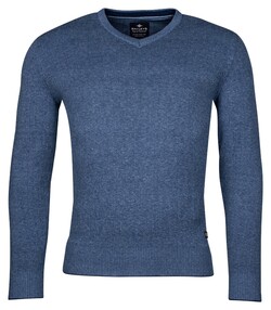 Baileys Cotton V-Neck Allover 2-Tone Pullover Mid Blue