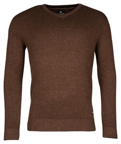Baileys Cotton V-Neck Allover 2-Tone Trui Bruin