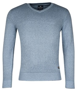 Baileys Cotton V-Neck Allover 2-Tone Trui Licht Blauw