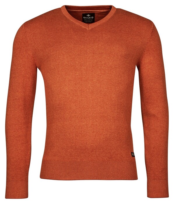 Baileys Cotton V-Neck Allover 2-Tone Trui Mid Orange