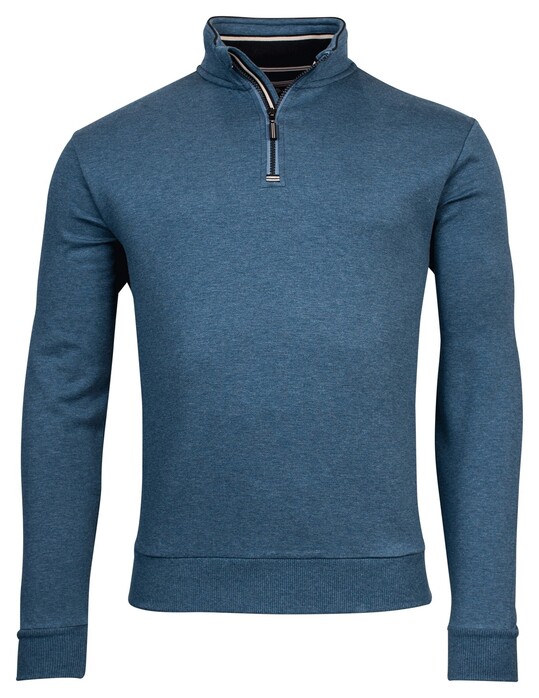 Baileys Cotton Wool Sweat Halfzip Doubleface Interlock Trui Raf Blue