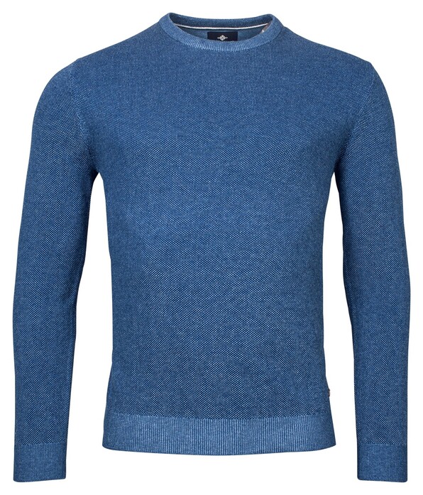Baileys Crew Neck 2Tone Jacquard Plated Pullover Night Blue