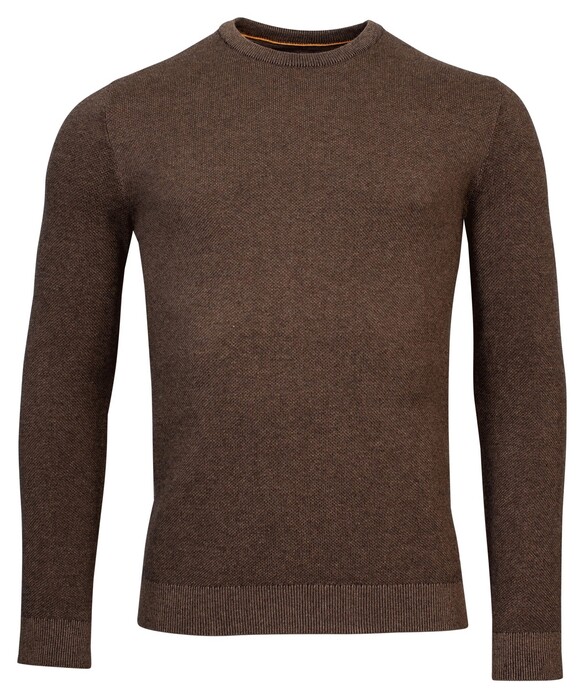 Baileys Crew Neck 2Tone Jacquard Plated Trui New Khaki