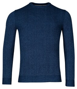 Baileys Crew Neck Body And Sleeves Two-Tone Structure Jacquard Pullover Dark Blue