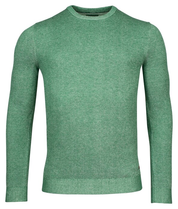 Baileys Crew Neck Body And Sleeves Two-Tone Structure Jacquard Pullover Green