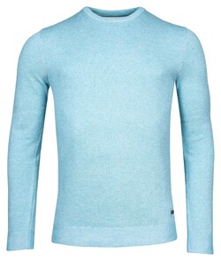 Baileys Crew Neck Body And Sleeves Two-Tone Structure Jacquard Pullover Mid Blue