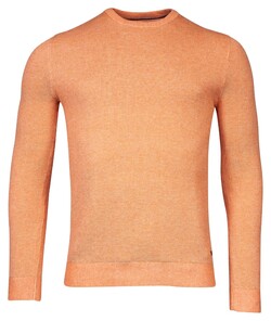 Baileys Crew Neck Body And Sleeves Two-Tone Structure Jacquard Pullover Mid Orange
