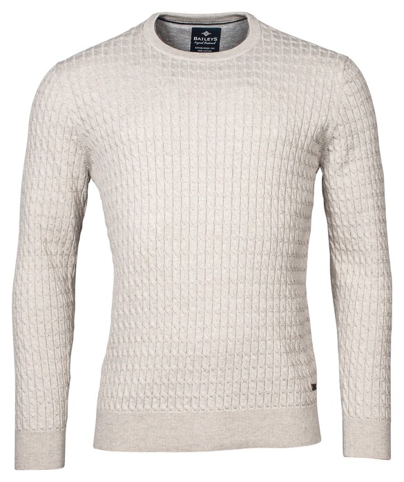 Baileys Crew Neck Cable Knit Cotton Pullover Light Beige